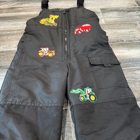 London Fog Black Kids Snow Pants Overalls with Cute Patches Pockets Adjustable - Picture 7 of 9